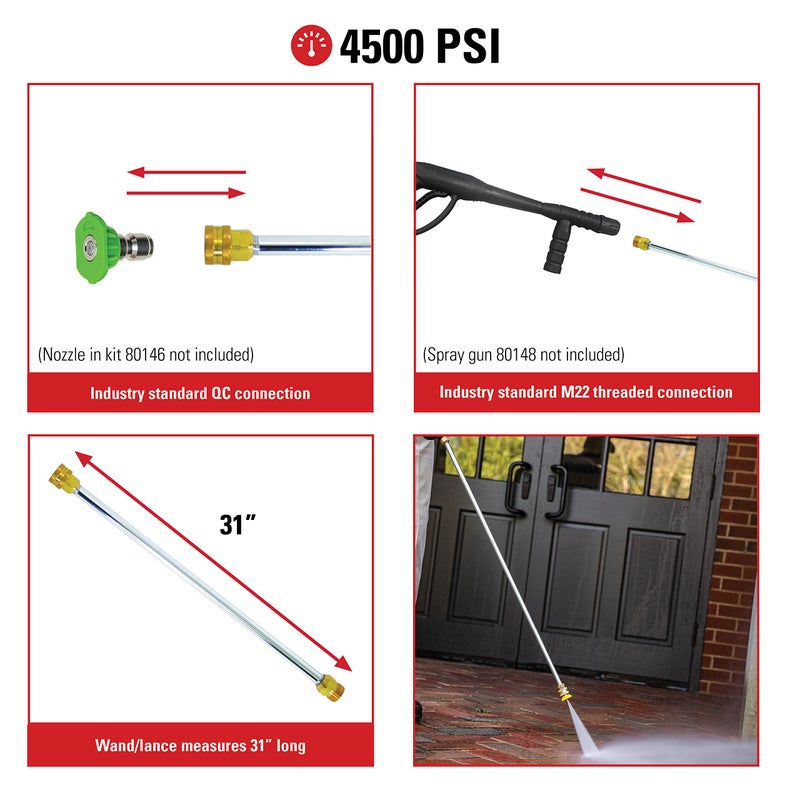 Simpson Cleaning 80479 Universal 31-Inch Pressure Washer Wand for Cold Water Use up to 4500 PSI, Silver - Image 3